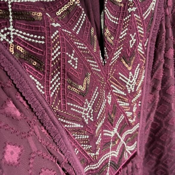 Anthropologie Tunic Purple Maroon Boho XS S - Picture 4 of 4
